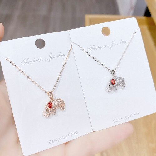 Micro Diamond Elephant Necklace Korean Style Popular New Simple All-Match Necklace Zircon Student Girl Clavicle Chain Wholesale