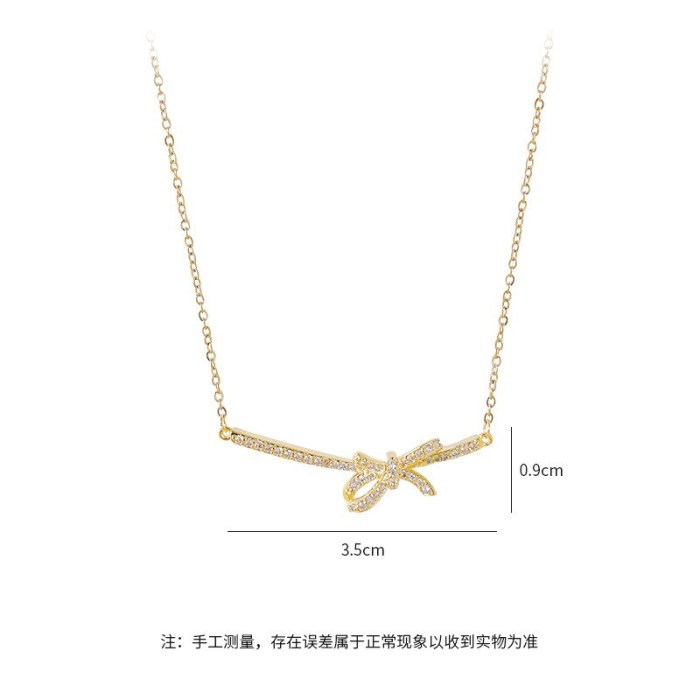 INS Style Bow Necklace Women's All-Match Korean Style Clavicle Chain Pendant Women's Jewelry