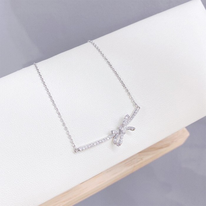 INS Style Bow Necklace Women's All-Match Korean Style Clavicle Chain Pendant Women's Jewelry