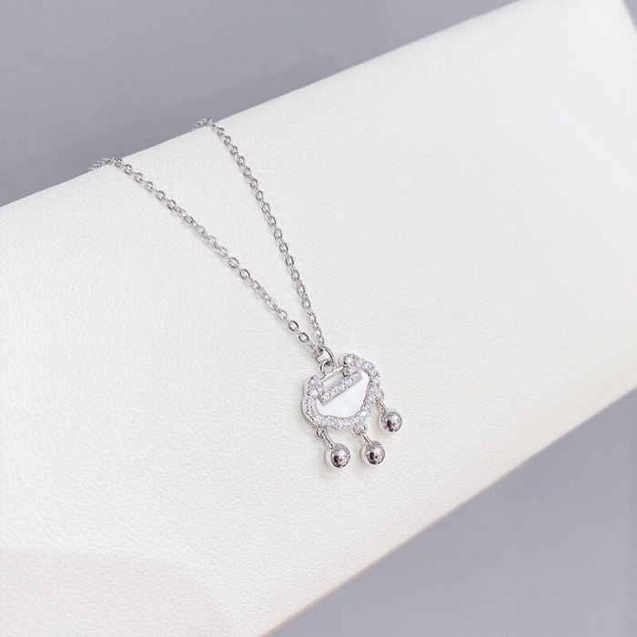 Longevity Lock Micro-Inlaid Full Diamond Shell Necklace Female Hollow Micro-Inlaid Diamond Clavicle Chain Pendant