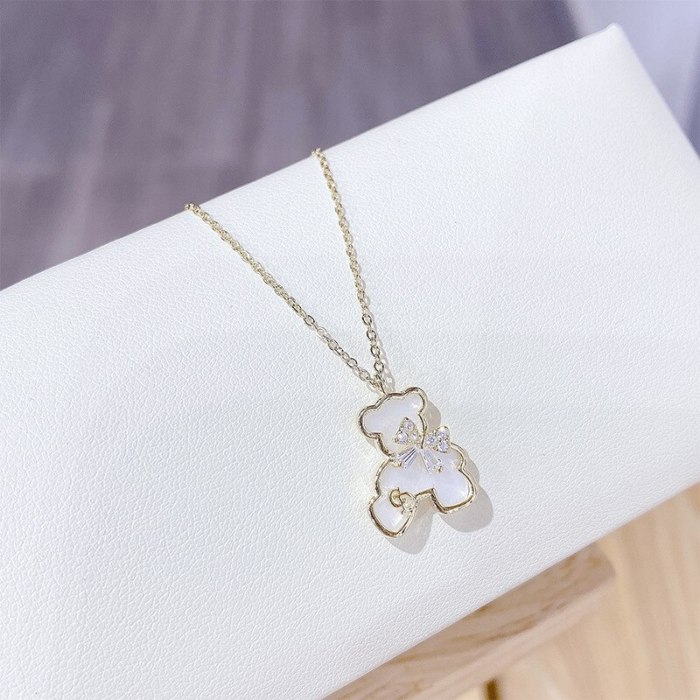 New Necklace for Women Ins Korean Style Bear Shell 14K Gold Exquisite Clavicle Chain Pendant for Women Jewelry