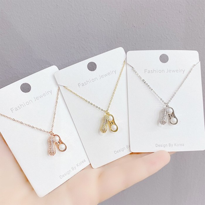 Korean Fashion Pearl Peanut Necklace All-Match Environmental Protection Clavicle Chain Pendant Ornament Wholesale