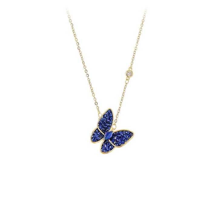 Butterfly Necklace Fashion Korean Style Full Diamond Pendant Fairy Sweet Little Fairy Clavicle Chain Pendant Ornament