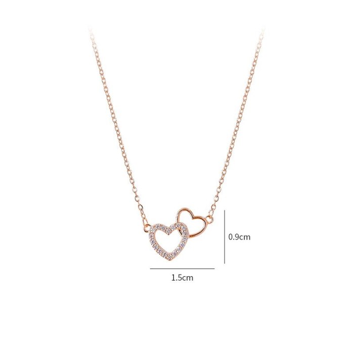 Vintage Peach Heart Necklace Women's Heart-Shaped Korean Clavicle Chain Pendant Simple Jewelry Wholesale