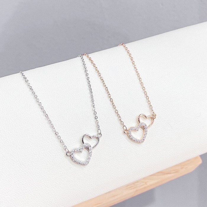 Vintage Peach Heart Necklace Women's Heart-Shaped Korean Clavicle Chain Pendant Simple Jewelry Wholesale