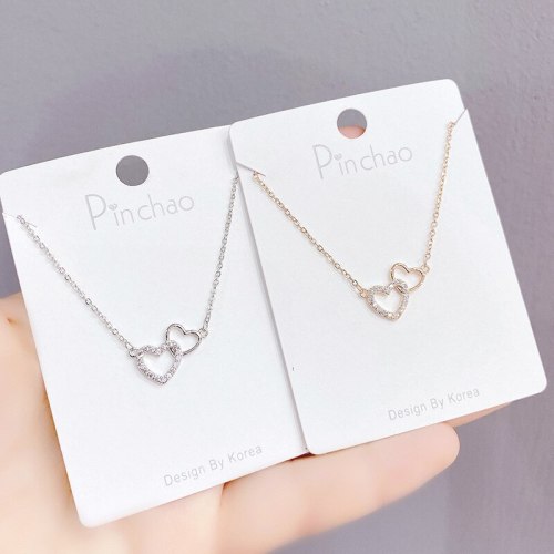 Vintage Peach Heart Necklace Women's Heart-Shaped Korean Clavicle Chain Pendant Simple Jewelry Wholesale