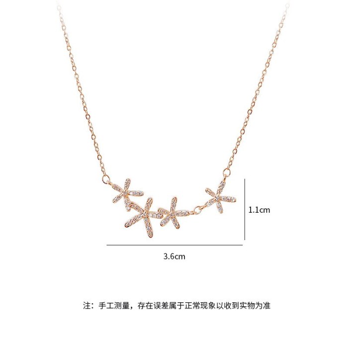 Micro-Inlaid Diamond Necklace Female Ins Elegant Petals 3A Zircon Clavicle Chain Pendant Gift for Girlfriend