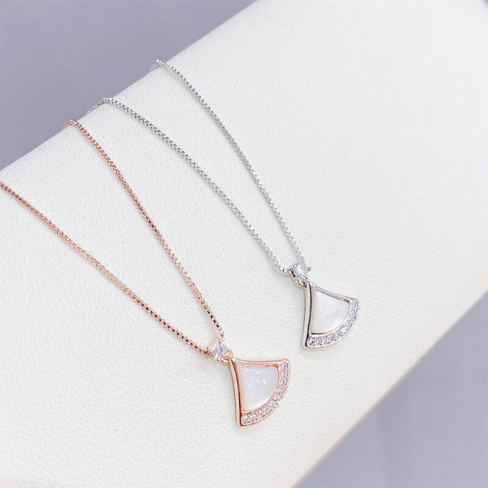 Shell Small Skirt Necklace Female Sweet Super Fairy Simple White Fritillary Fan-Shaped Clavicle Chain Pendant Necklace