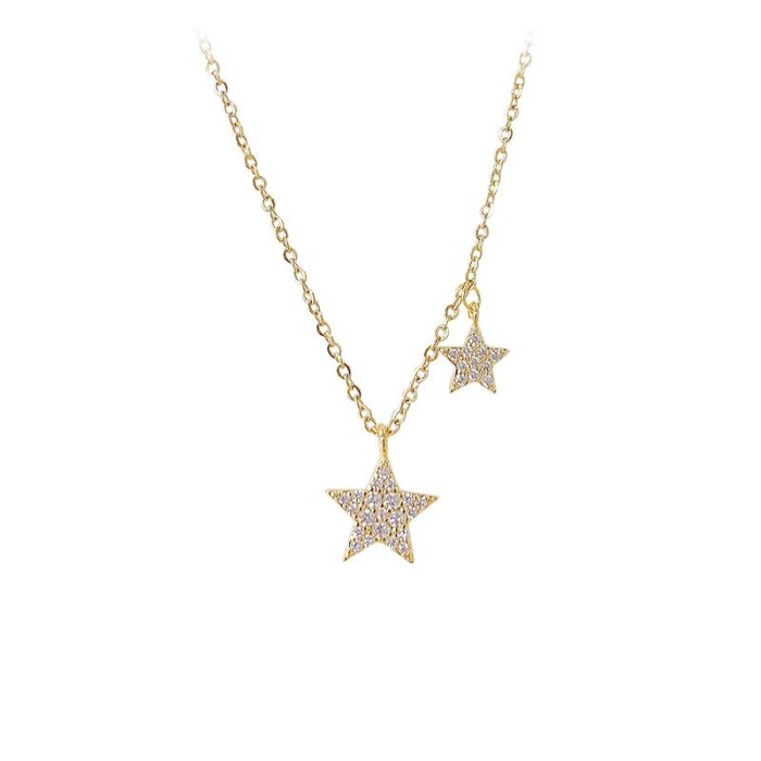 Micro-Inlaid Diamond XINGX Necklace Female Clavicle Chain Five-Pointed Star Pendant Rhinestone Fashion Ins Fashion Ornament