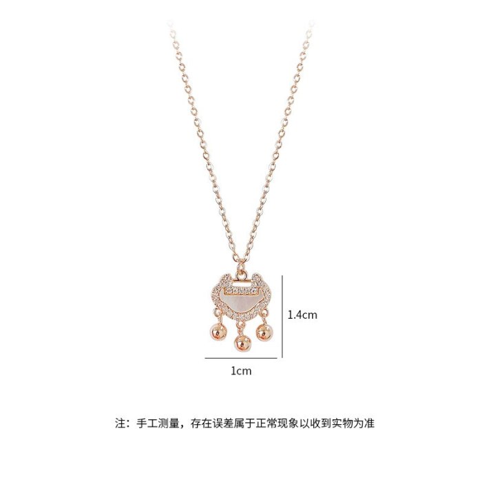 Longevity Lock Micro-Inlaid Full Diamond Shell Necklace Female Hollow Micro-Inlaid Diamond Clavicle Chain Pendant