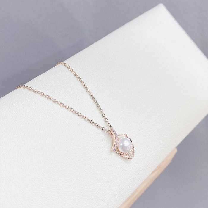 All-Match Pearl Pendant Necklace Women's Clavicle Chain Simple Elegant Jewelry Korean Style College Collar