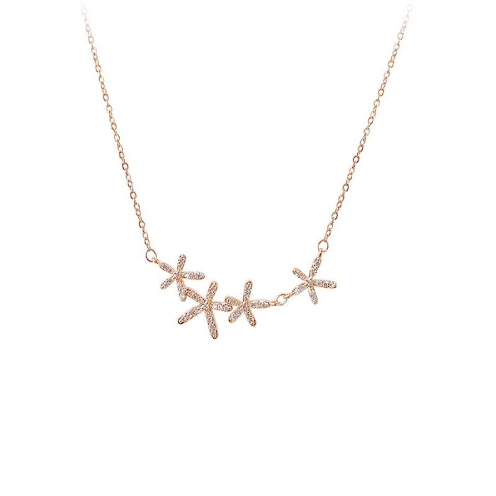 Micro-Inlaid Diamond Necklace Female Ins Elegant Petals 3A Zircon Clavicle Chain Pendant Gift for Girlfriend