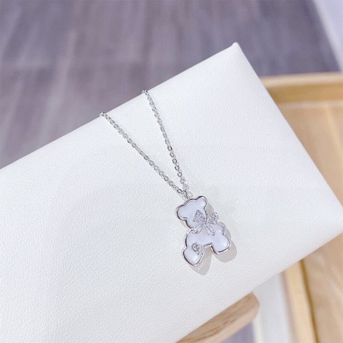 New Necklace for Women Ins Korean Style Bear Shell 14K Gold Exquisite Clavicle Chain Pendant for Women Jewelry