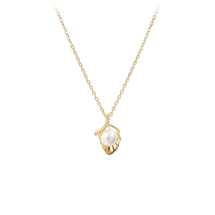All-Match Pearl Pendant Necklace Women's Clavicle Chain Simple Elegant Jewelry Korean Style College Collar