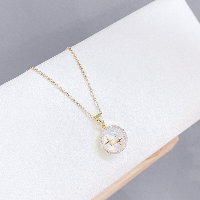 New round Necklace Clavicle Chain Environmental Ornament Japanese and Korean Simple Elegant All-Match Necklace for Women