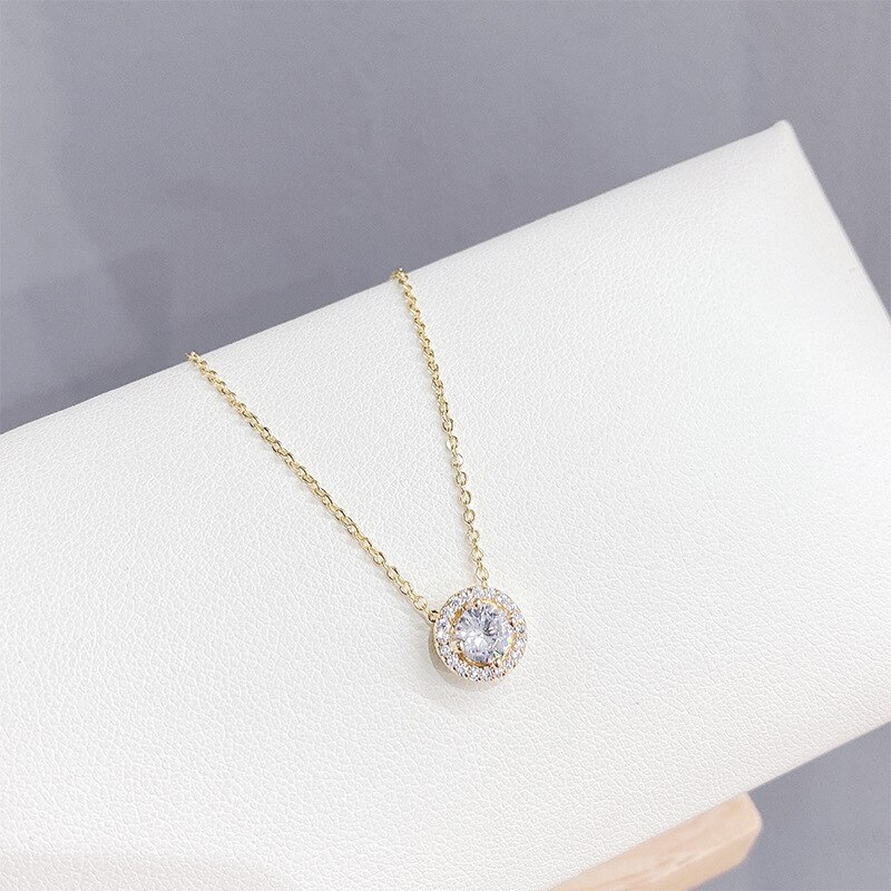 New Zircon Circle Necklace Female Personality Fashion Clavicle Chain Pendant Jewelry Wholesale
