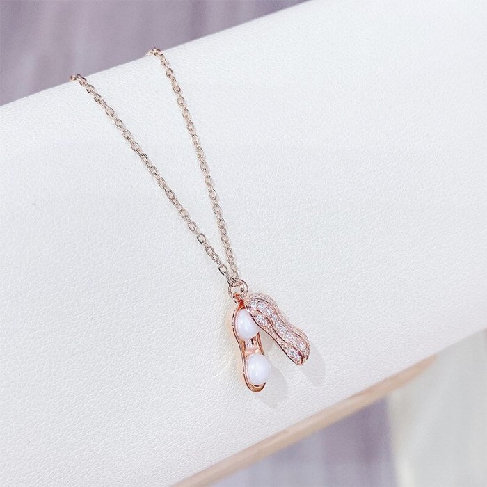 Korean Fashion Pearl Peanut Necklace All-Match Environmental Protection Clavicle Chain Pendant Ornament Wholesale