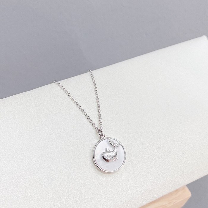Fashion Short Clavicle Necklace Unicorn Star Moon Shell Necklace Female Pendant Dolphin Ornament