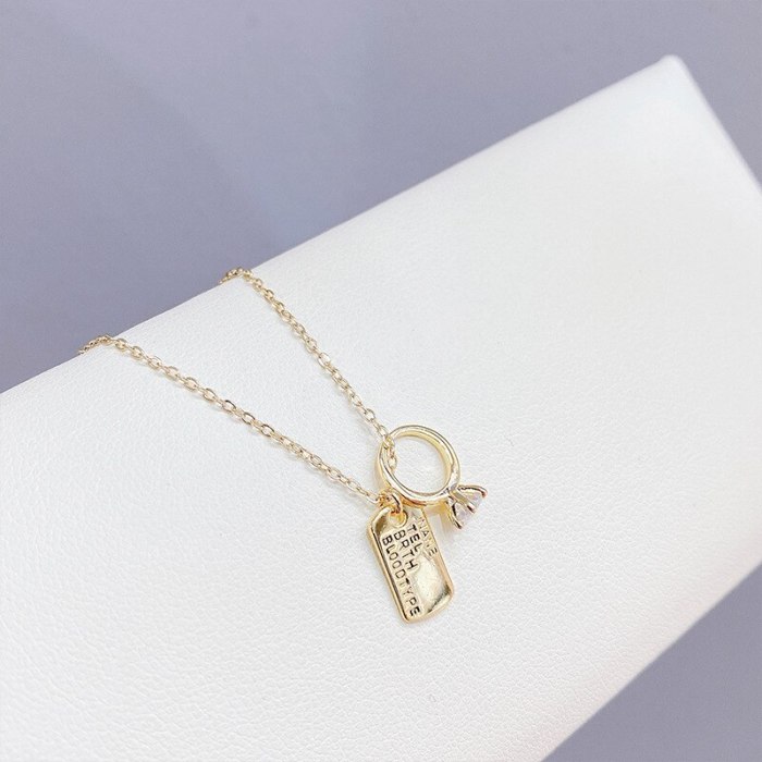 Korean Personalized Fashion Ring Necklace Women's Electroplated Micro-Inlaid Zircon Clavicle Chain Letter Ornament Wholesale