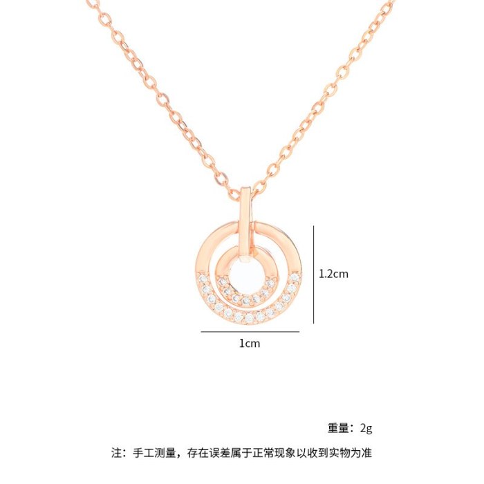 Simple All-Match Circle Clavicle Chain Necklace Fashion Micro Inlaid Zircon Ring Necklace Female Fashion Ins Ornament