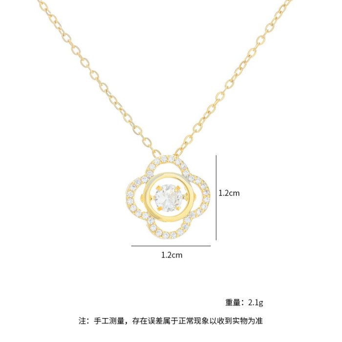 Korean-Style Fashion Smart Necklace Women's Micro-Inlaid Zircon Pendant Clover Korean-Style Short Clavicle Chain Pendant