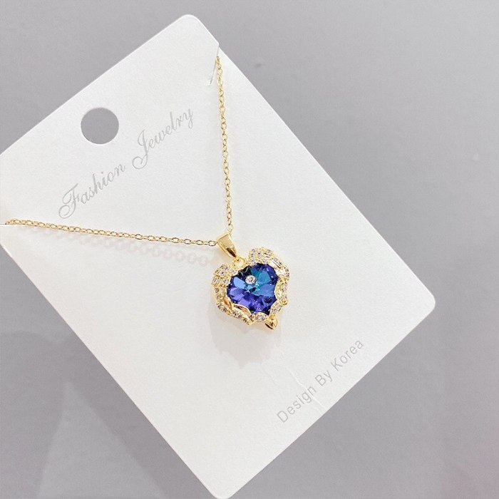 European and American Necklace Jewelry Zircon Love Necklace Female Personality Creative Clavicle Chain Pendant Ornament