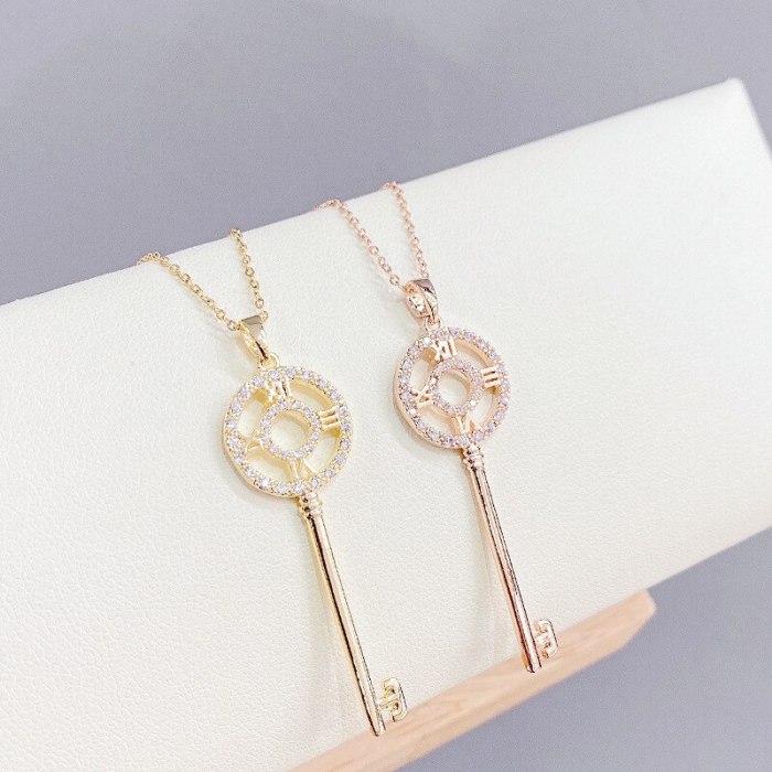 Key Necklace Women's New Personalized Micro-Inlaid Zircon Clavicle Chain Pendant Fashion Trend Necklace