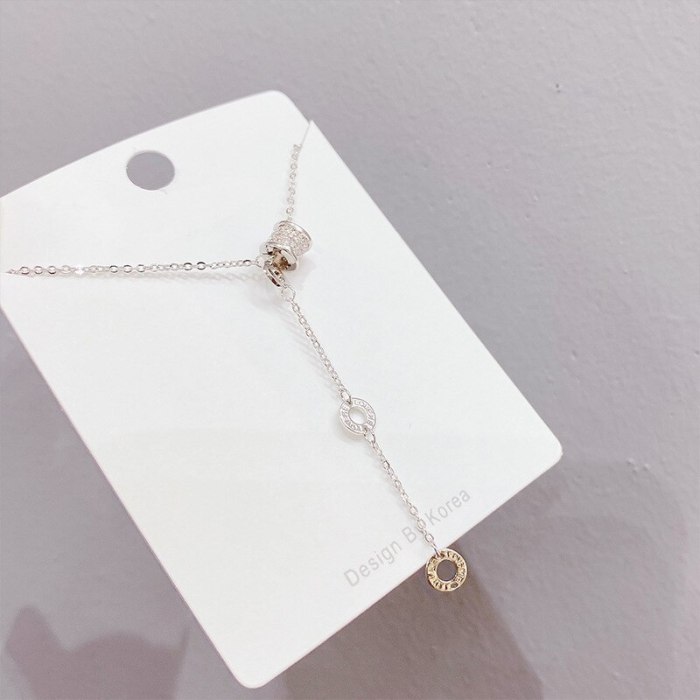 Korean Style Fashionable Small Waist Tassel Micro Full Diamond Necklace Women's All-Match Simple Fashion Clavicle Chain Pendant