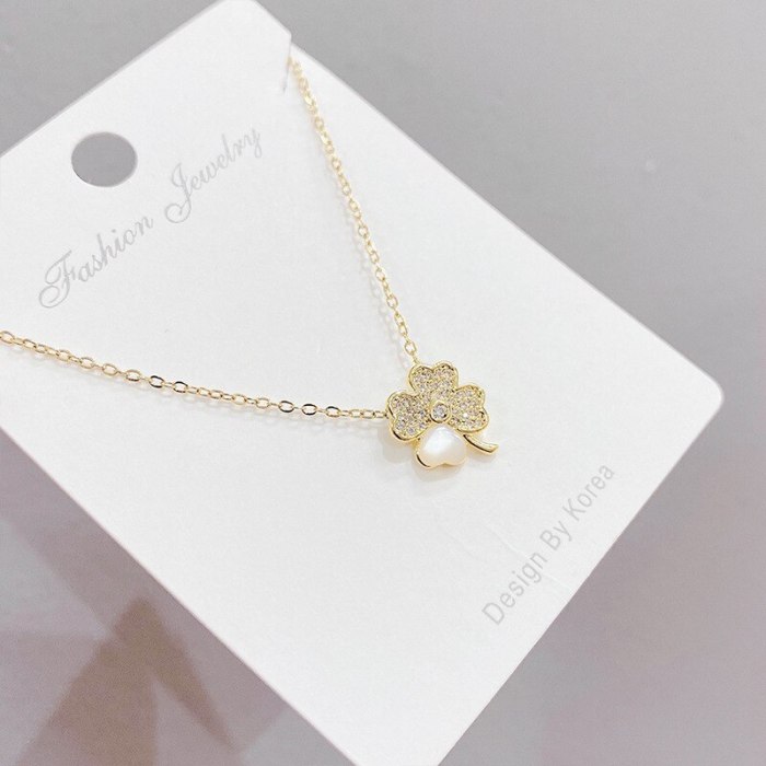 Korean Style Fashion Lucky Four-Leaf Clover Necklace Women's Fashion All-Match Pendant Clavicle Chain Gift for Women Jewelry