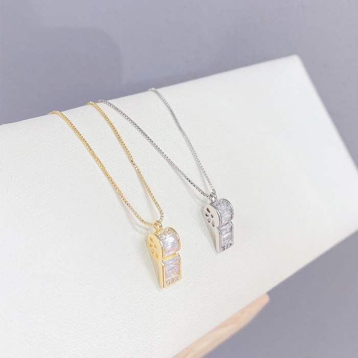 Japanese and Korean Creative Popular Necklace Women's Simple Personality Zircon Whistle Clavicle Chain Pendant Wholesale