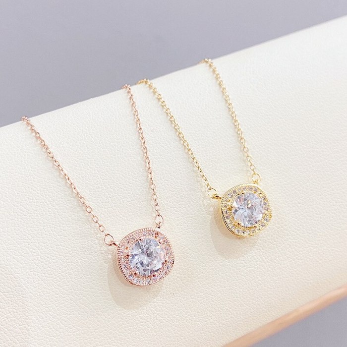 Women's Korean-Style Micro-Inlaid Zircon Necklace Clavicle Chain Pendant Gift Jewelry