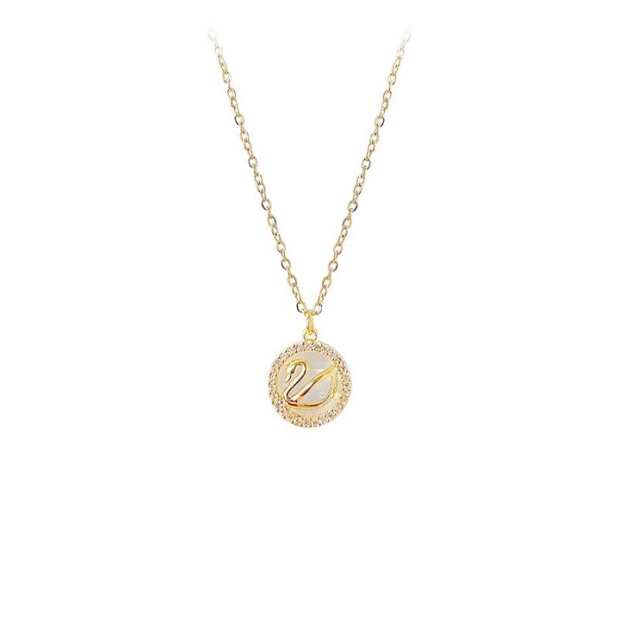 Micro-Inlaid Full Diamond Little Swan Pendant Necklace Women's Korean-Style Fashion Clavicle Chain Pendant Jewelry Wholesale