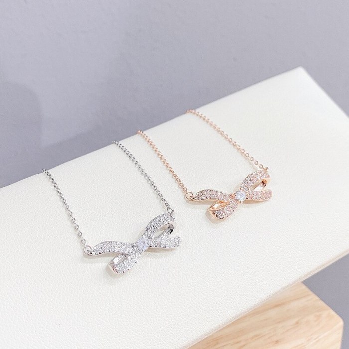 Korean Style Super Fairy Bow Necklace Female Personality Temperament Ins Fashion Necklace Wholesale
