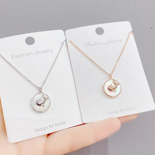 Fashion Short Clavicle Necklace Unicorn Star Moon Shell Necklace Female Pendant Dolphin Ornament