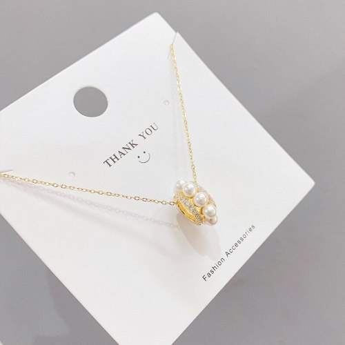 2021 New Circle Zircon Pearl Necklace Spring Light Luxury Clavicle Chain Necklace