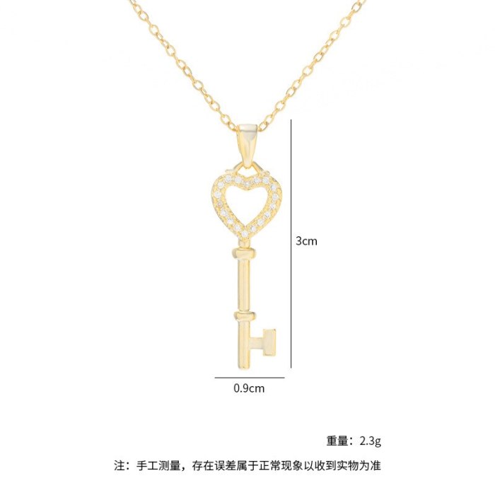 Women's Necklace 2021 New Personalized Micro-Inlaid Zircon Key Clavicle Chain Korean Fashion Fashion Jewelry