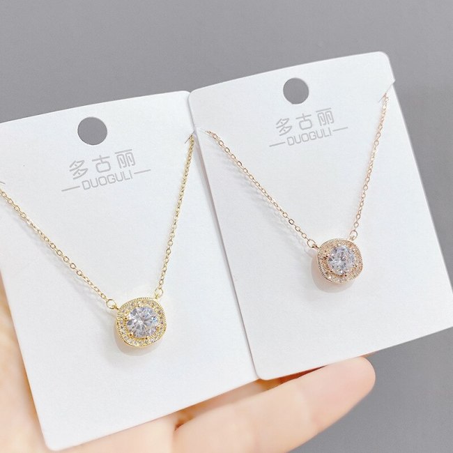 Women's Korean-Style Micro-Inlaid Zircon Necklace Clavicle Chain Pendant Gift Jewelry