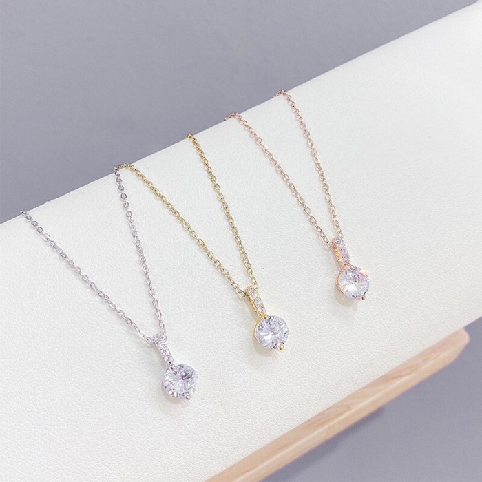 Korean Style Micro-Inlaid 3A Zircon Necklace Fashion Personality Temperament Heart-Shaped Clavicle Chain Pendant Female Jewelry