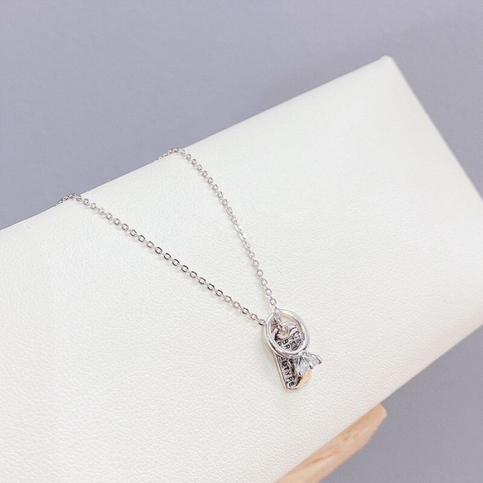 Korean Personalized Fashion Ring Necklace Women's Electroplated Micro-Inlaid Zircon Clavicle Chain Letter Ornament Wholesale