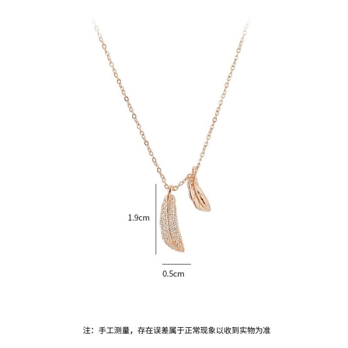 Leaf Micro Inlaid Zircon Necklace Simple Clavicle Chain Pendant Girl Heart Japanese and Korean Temperament All-Match Jewelry