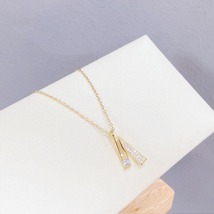 Micro-Inlaid Zircon Full Diamond Necklace Female Personality Geometric Fashion Clavicle Chain Environmental Protection Pendant