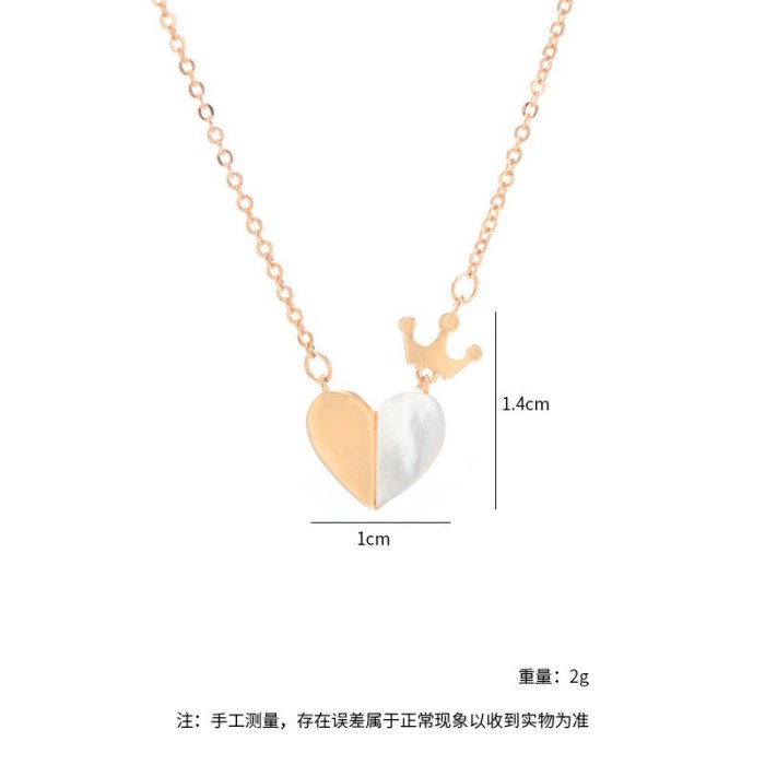 Fashionable Simple Electroplated Real Gold Shell Peach Heart Necklace Elegant Short All-Match Clavicle Chain Female Jewelry