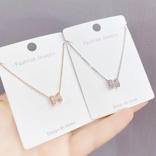 H Letter Necklace Women's All-Match European and American English Letter Accessories Clavicle Chain Pendant Ornament Wholesale