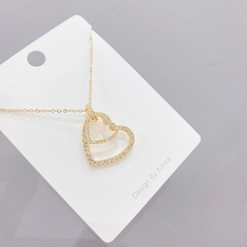 European-Style Heart-Shaped Diamond Pendant Female Zircon Peach Heart Necklace Wholesale