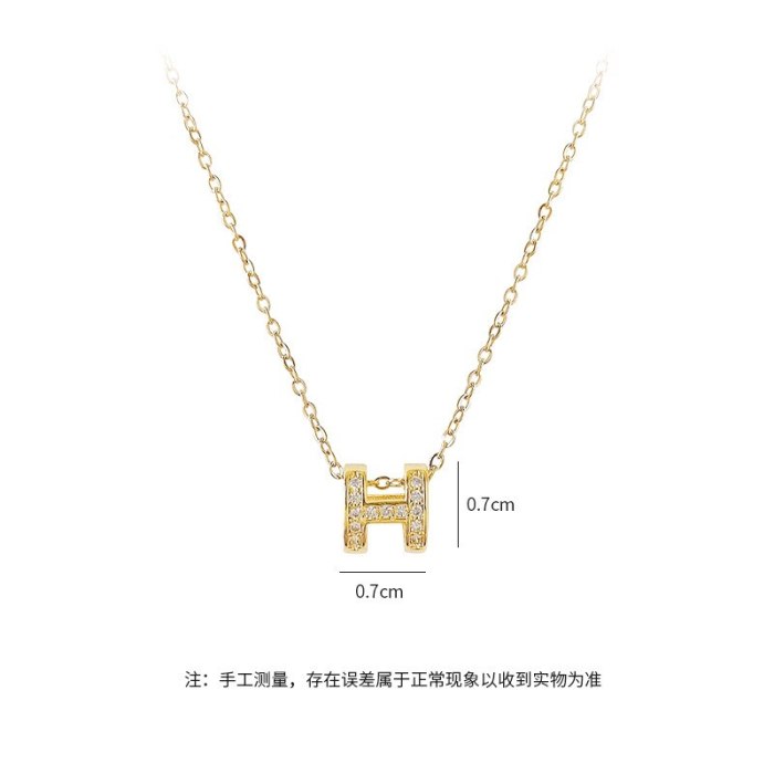 H Letter Necklace Women's All-Match European and American English Letter Accessories Clavicle Chain Pendant Ornament Wholesale