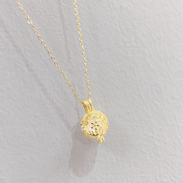 Korean Style Fashion Galaxy Hollow Necklace Female Personality Temperament Diamond-Embedded Spherical Clavicle Chain Necklace