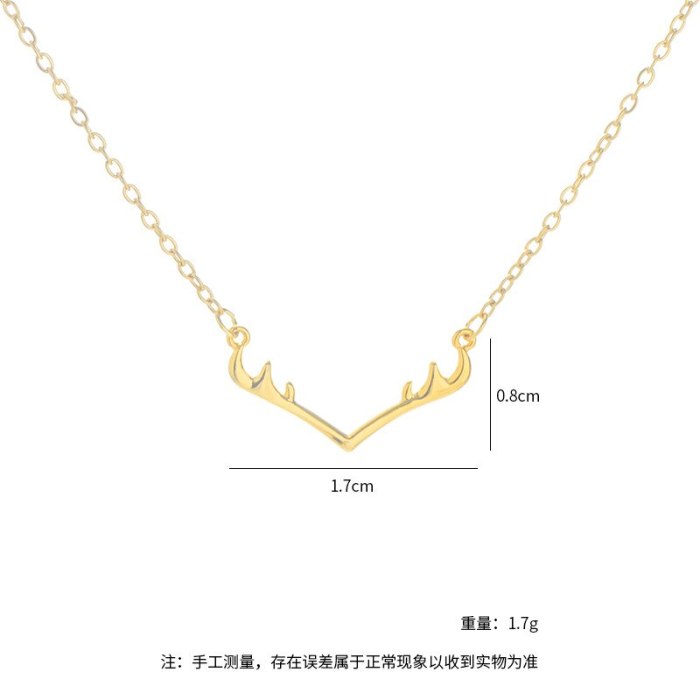 Korean Fashion Women Necklace Animal Elk Pendant Antlers Necklace Clavicle Chain Jewelry