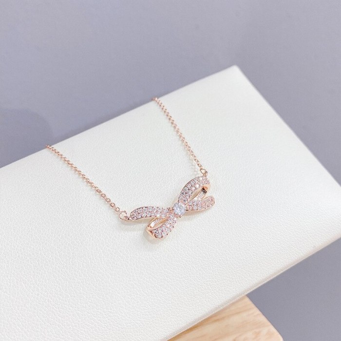 Korean Style Super Fairy Bow Necklace Female Personality Temperament Ins Fashion Necklace Wholesale