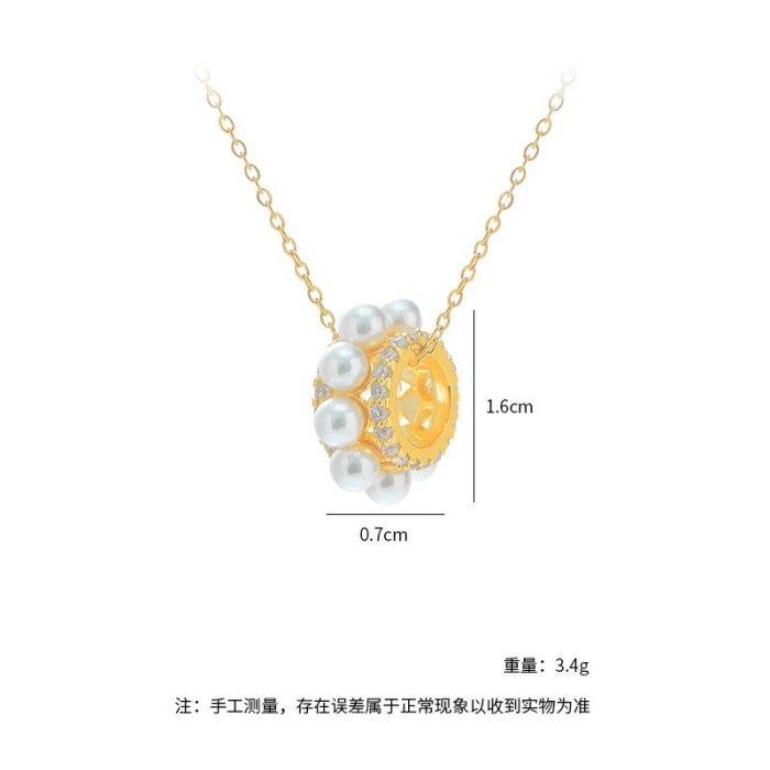 2021 New Circle Zircon Pearl Necklace Spring Light Luxury Clavicle Chain Necklace