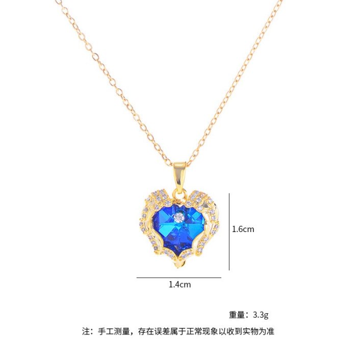 European and American Necklace Jewelry Zircon Love Necklace Female Personality Creative Clavicle Chain Pendant Ornament